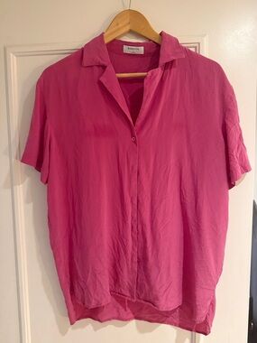 Babaton Hot Pink Short-Sleeve Button-Front Shirt